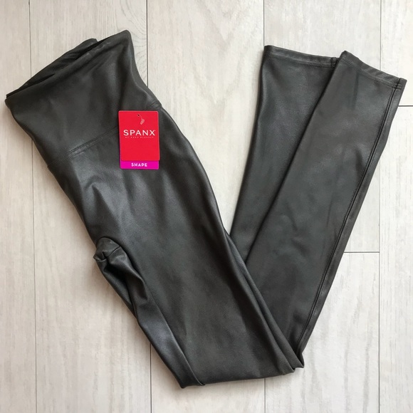 ♥️SPANX Leather Leggings - Gunmetal Gray NWT - Picture 2 of 7